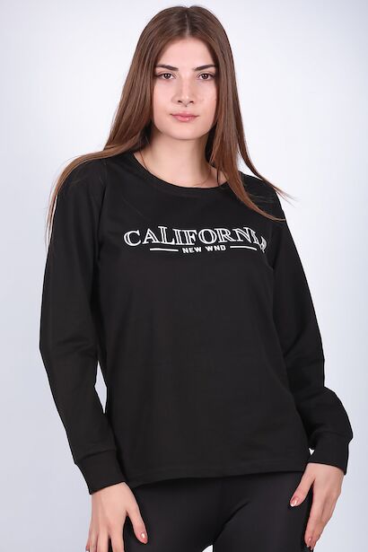 Kadın Bisiklet Yaka Baskılı Sweat 