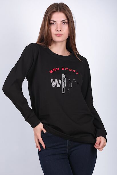 Kadın Bisiklet Yaka Baskılı Sweat 