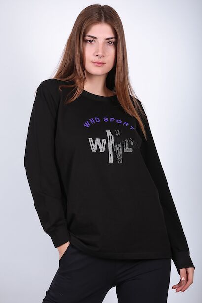 Kadın Bisiklet Yaka Baskılı Sweat 