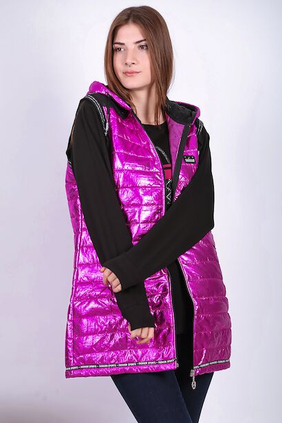 Kadın Parlak Uzun Yelek 