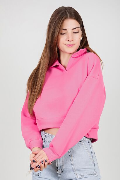 Kadın Üç İplik Kısa Sweat 