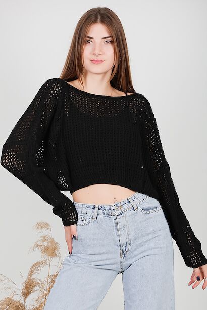 Kadın Omuz Düşük Yarasa Kol Triko 