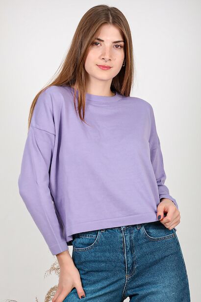 Kadın Bisiklet Yaka Basic Triko 