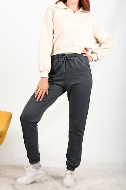 Kadın İki İplik Baskılı Eşofman  Füme 6