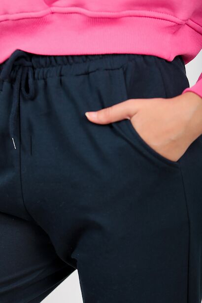 Kadın İki İplik Baskılı Eşofman Altı  Lacivert 6