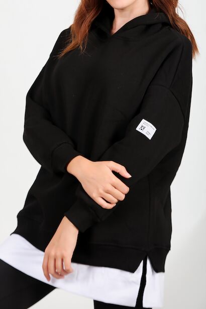 Kadın Üç İplik Arma Detay Garnili Sweat 