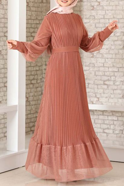 Kadın Pilise Detaylı Tül Abiye 