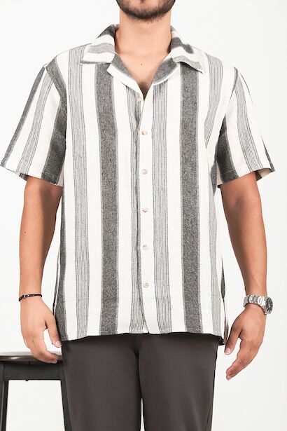 Erkek Çizgili Gömlek  Siyah 6