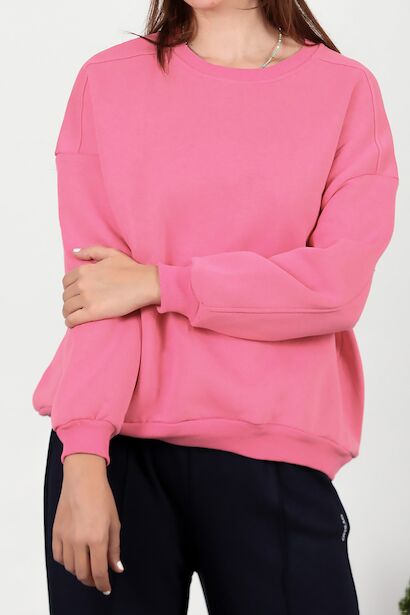 Kadın Üç İplik Sıfır Yaka Sweat 