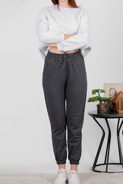 Kadın Futter Paça Laastikli Eşofman  Füme 6