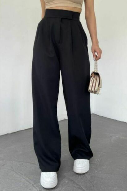 Kadın Bel Cırtlı Geniş Pantolon 
