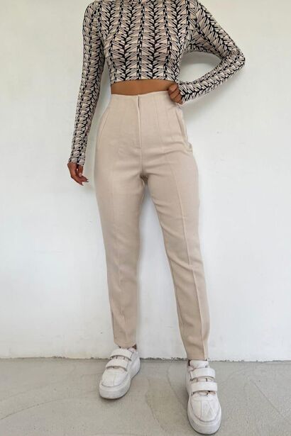 Kadın Yüksek Bel Bilek Boy Pantolon 