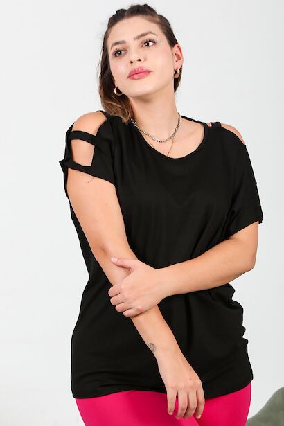 Büyük Beden Omuz Açık Bluz 