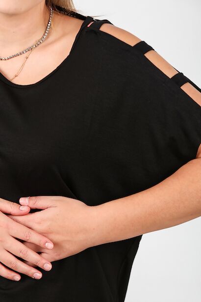 Büyük Beden Omuz Açık Bluz  Siyah 9