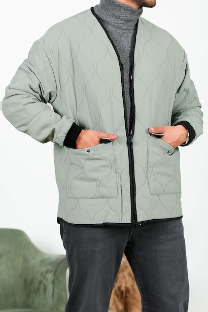 Erkek Kapitone Mont  Gri 6