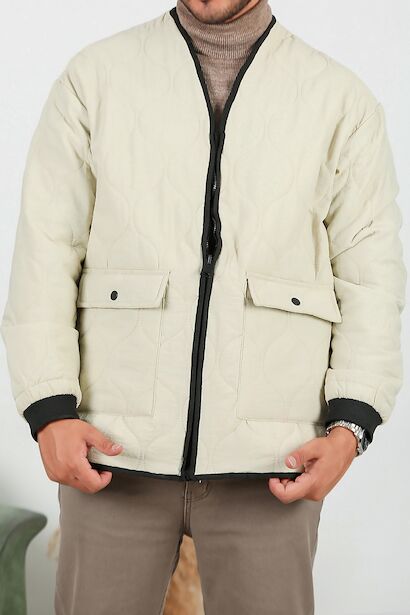 Erkek Kapitone Mont  Bej 6