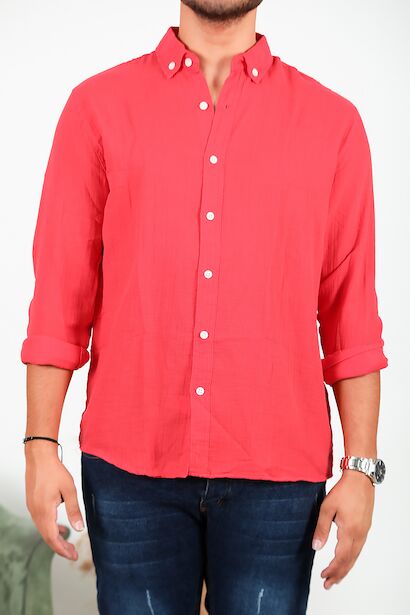 Erkek Uzun Kol Keten Gömlek  Nar 6