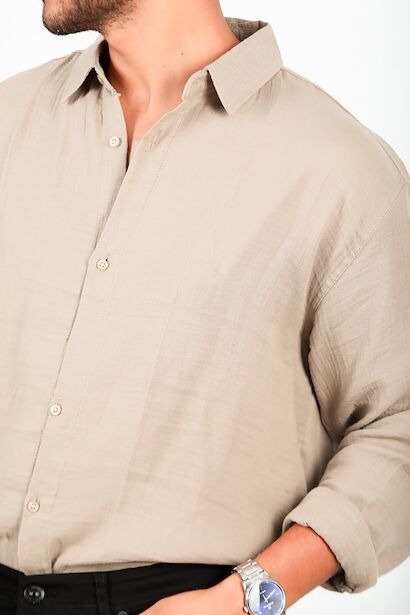 Erkek Oversize Uzun Kol Gömlek Taş 9