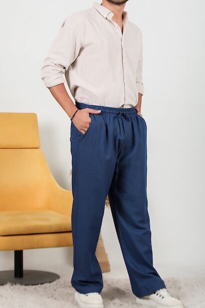 Erkek Bel Lastikli Pantolon  Lacivert 6