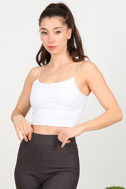 Kadın İp Askılı Bluz Beyaz