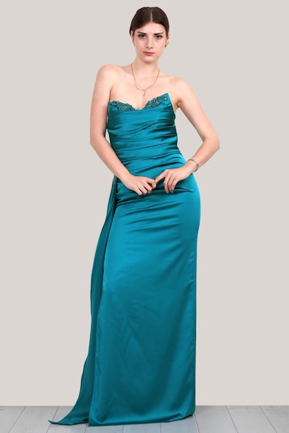 Kadın Saten Uzun Abiye