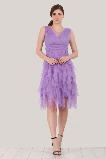 Kadın Kısa Tül Abiye Elbise