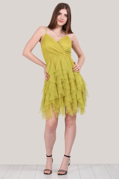 Kadın Kısa Tül Abiye Elbise