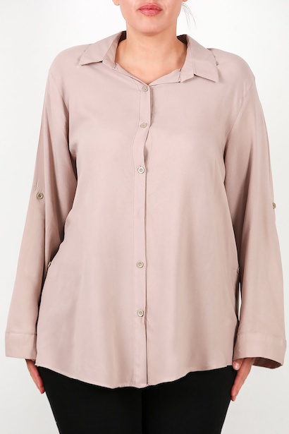 Büyük Beden Gömlek Bej Bej 6