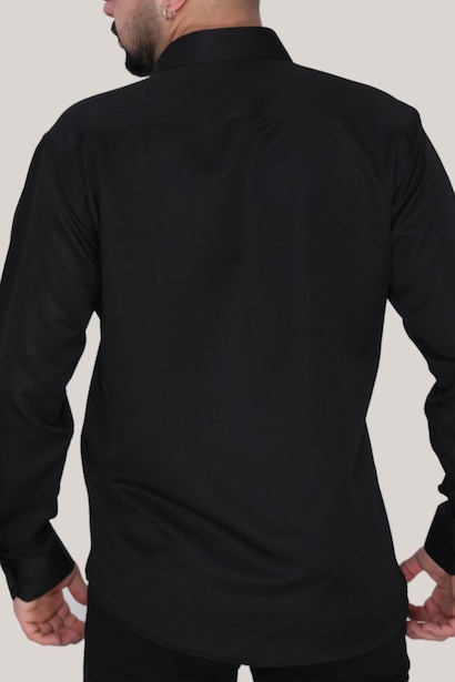 Erkek Saten Gömlek Siyah 4