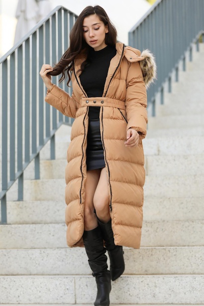 Kadın Uzun Şişme Mont