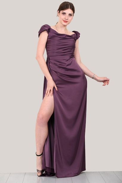 Kadın Saten Uzun Abiye