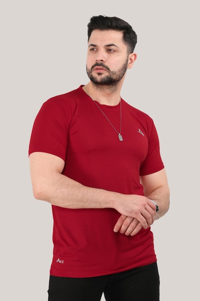 Erkek Bisiklet Yaka T-shirt Kırmızı