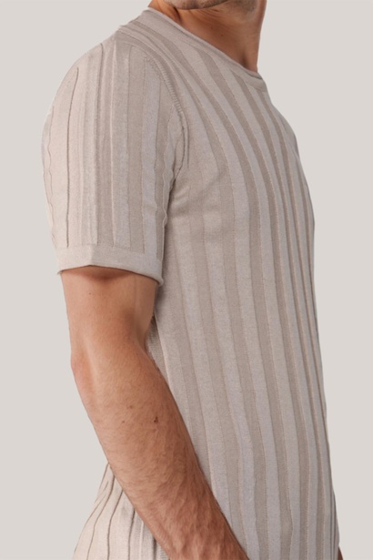 Erkek Bisiklet Yaka Kısa Kol Triko Bej 4