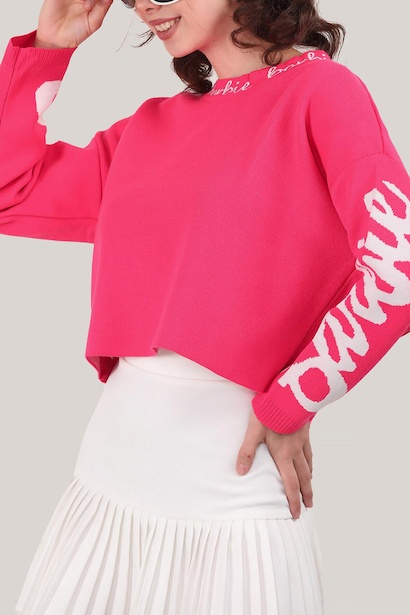 Barbie Baskılı Kadın Kazak