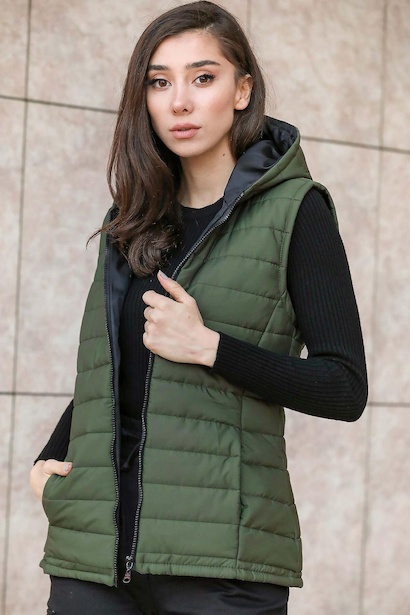 Kadın Kapşonlu Yelek