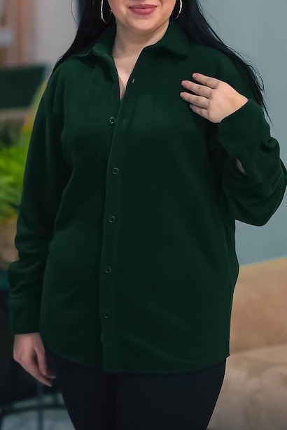 Büyük Beden Düğmeli Polar Gömlek