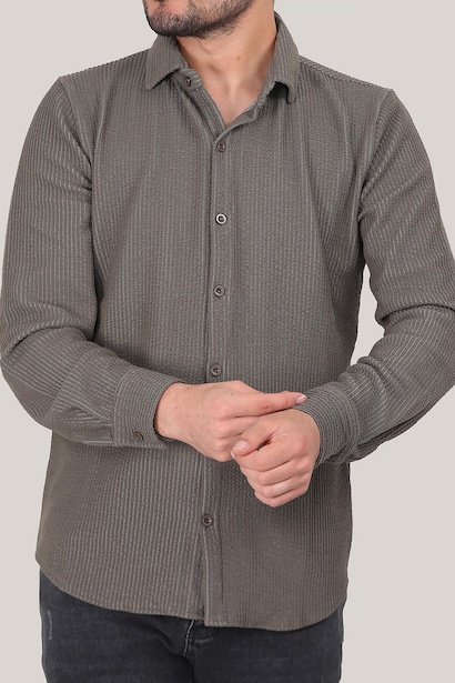 Erkek Çizgili Uzun Kol Düğmeli Gömlek
