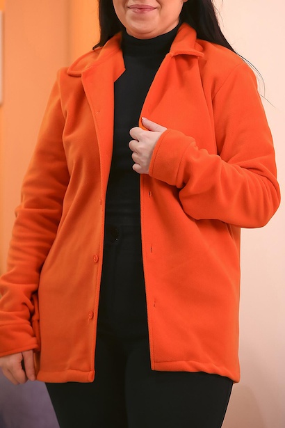 Büyük Beden Düğmeli Polar Gömlek