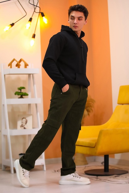 Erkek Kargo Cepli Boru Paça Pantolon