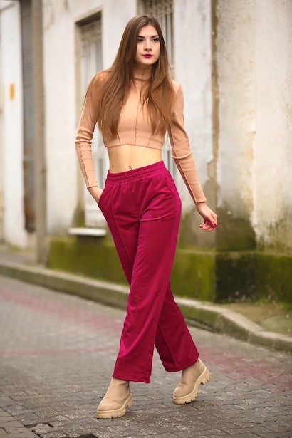Kadın Bol Paça Kadife Eşofman Altı