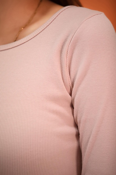 Kadın Fitilli Sırt Çaprazlı Crop Bluz Pudra 6