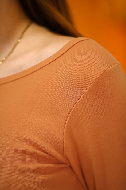 Kadın Sırt Çaprazlı Crop Bluz Hardal 6