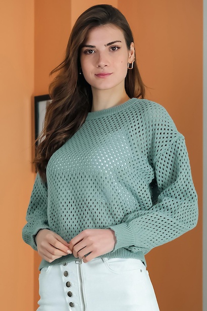Kadın Delikli Triko Bluz