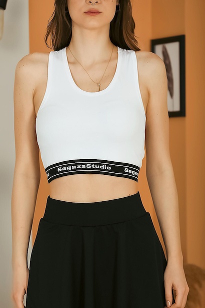 Kadın Kısa Bluz Beyaz 6