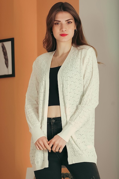 Kadın Triko Hırka Ekru 6