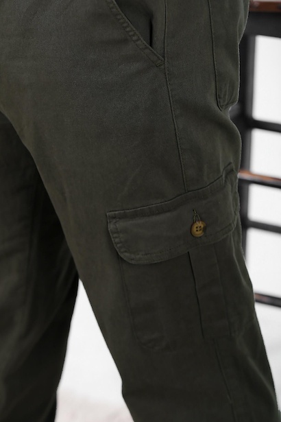 Erkek Paça Lastikli Kargo Pantolon Haki 6