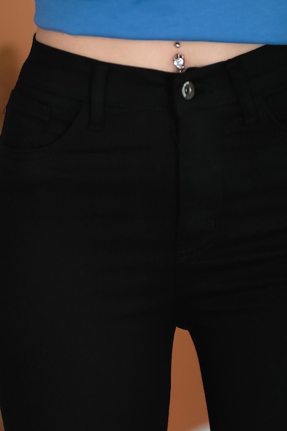 Kadın Dar Paça Pantolon Siyah Siyah 6