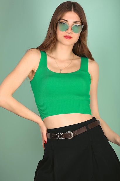 Kadın Askılı Crop Bluz