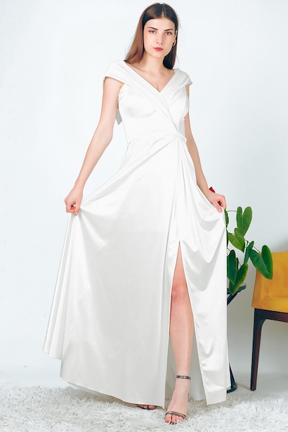 Kadın Saten Uzun Abiye