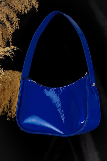 Kadın Monaco Rugan Baget Çanta Saks 4